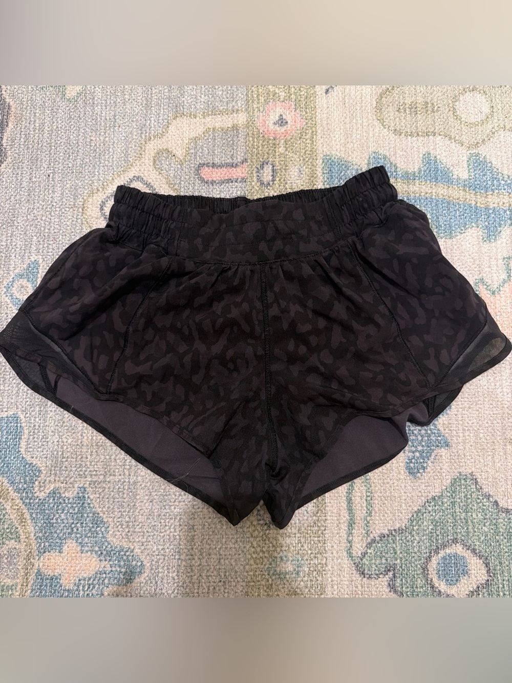 lululemon athletica Black Subtle Leopard-Print Running Shorts